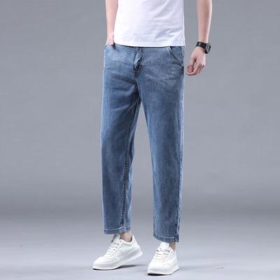 Yiliteng Men's Summer Cropped Straight-Leg Jeans