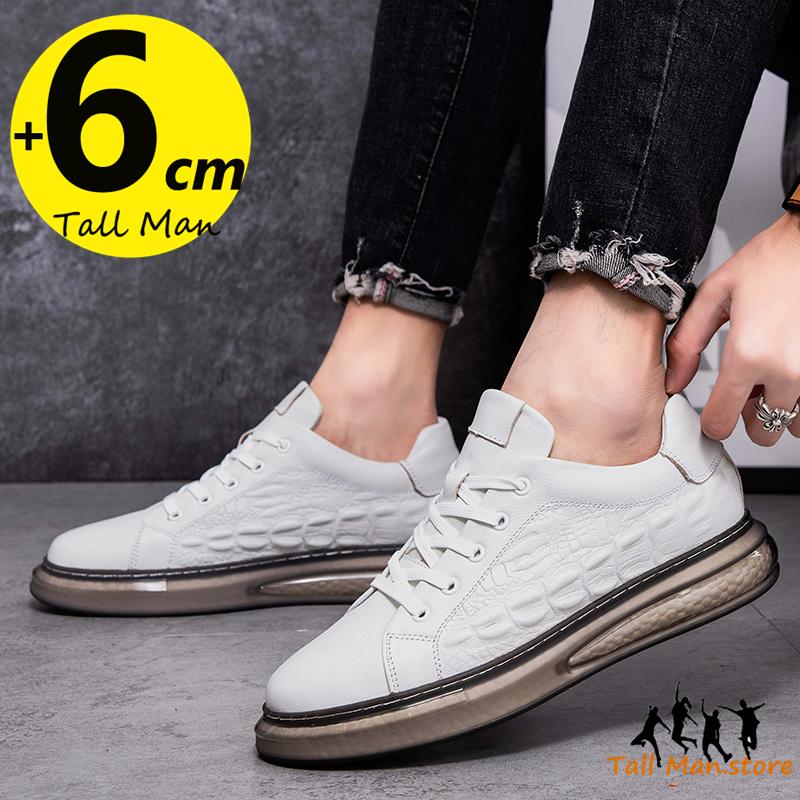 Herren Sneaker Leder Schuhe mit Absatz Höhenerhöhende Einlegesohle 6 cm Alltag Sport Mann Freizeit