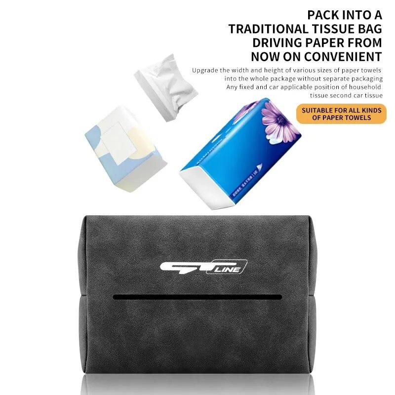 

Автомобильный замшевый чехол для салфеток, защитный чехол для KIA GT GTLINE, коробка для салфеток на спинке сиденья автомобиля, аксессуары для интерьера