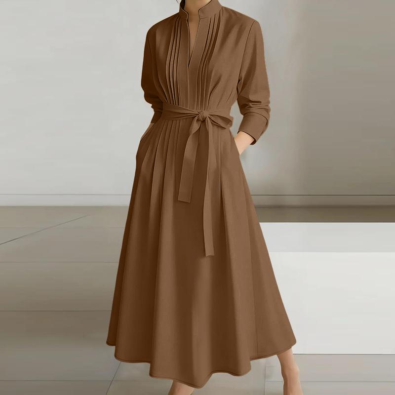 ZANZEA Women Casual Stand Collar Loose Long Sleeve Shirt Dress