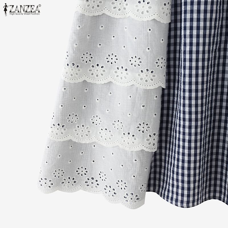 ZANZEA Γυναικείες Καθημερινές Δαντελωτές Κροσέ Πατςγουόρκ Φαρδιές Πλαϊνές Πλακέ Φούστες