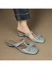 Fashion The New Summer Style of Square-toed, Low-heeled, Thick-heeled, One-legged Flip-flops and Sandals for Women Wearing In Baotou
