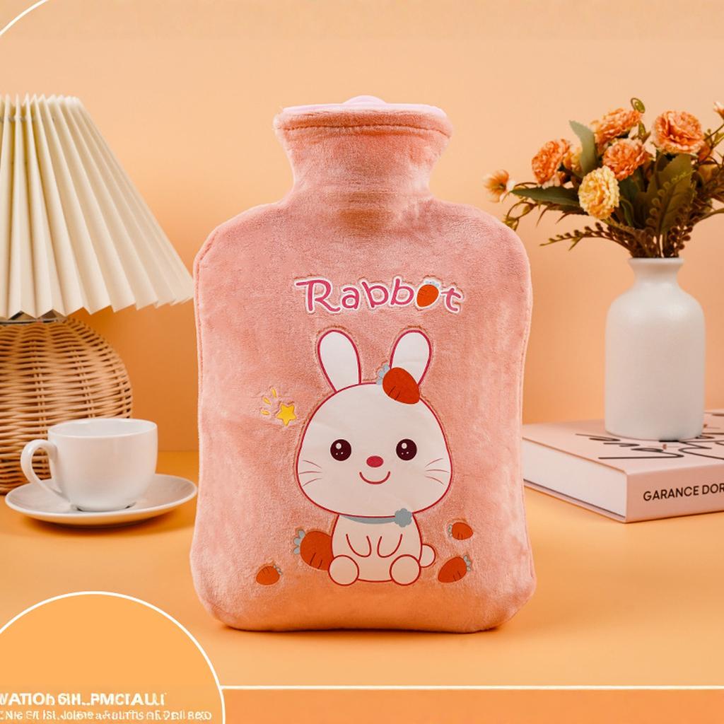 Cozy Hot Water Bottle with Soft Cover - 17.63oz/35.27oz, & Easy-to-Use for Warmth