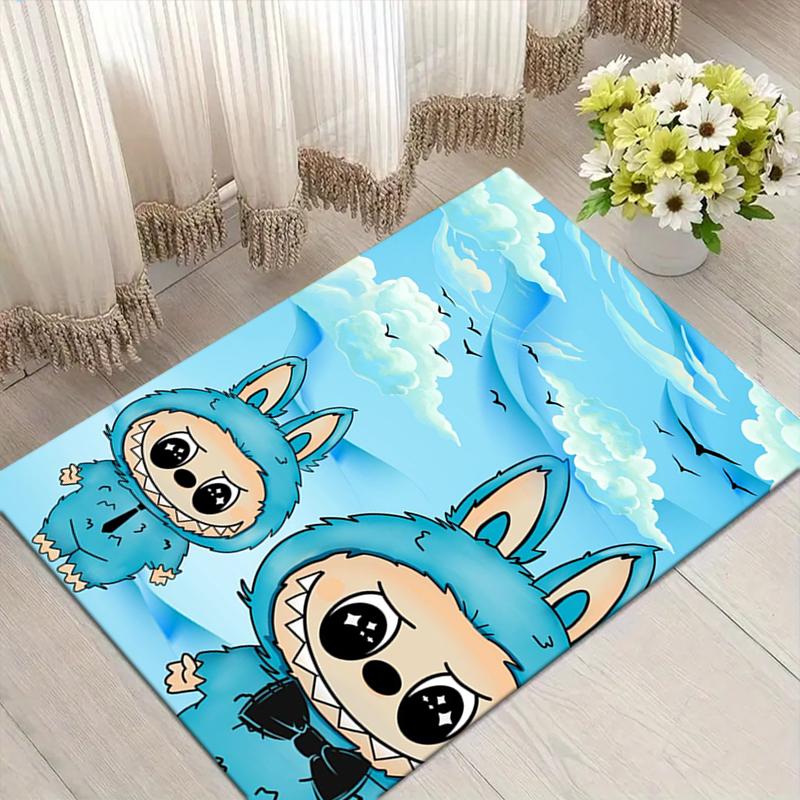 Rabbit Friends Style Crystal Velvet Rug, Soft Anti‑Slip Crystal Velvet Carpet for Living Room Bedroom Home Decor