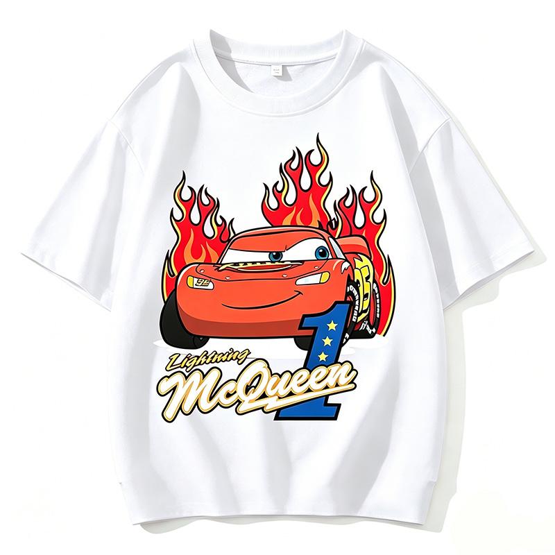 Cars Summer 2026 boys T-Shirt Lightning McQueen Short Sleeve for Boys and Girls Combinable with Everything