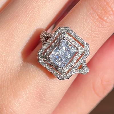 New Classic Square Shaped Wedding Rings for Women Inlaid AAA Stone Temperament Proposal Engagement Rings Eternity Jewelry