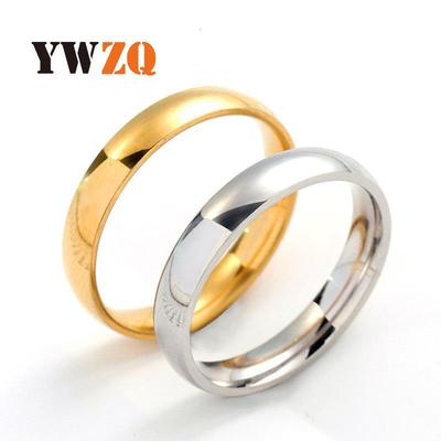 Titanium Steel Couple Rings: 4mm Smooth Arc, Elegant Plain Design
