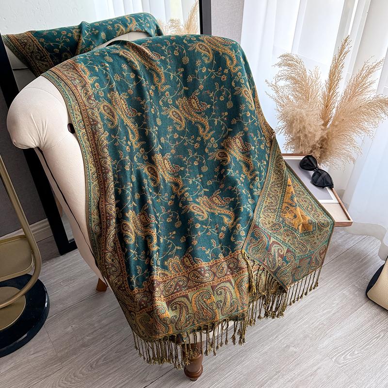 Tassel Blanket Design Thick Pashmina New Winter Warm Shawl Wrap Paisley Pattern Scarf Women Neckerchief Poncho Stoles