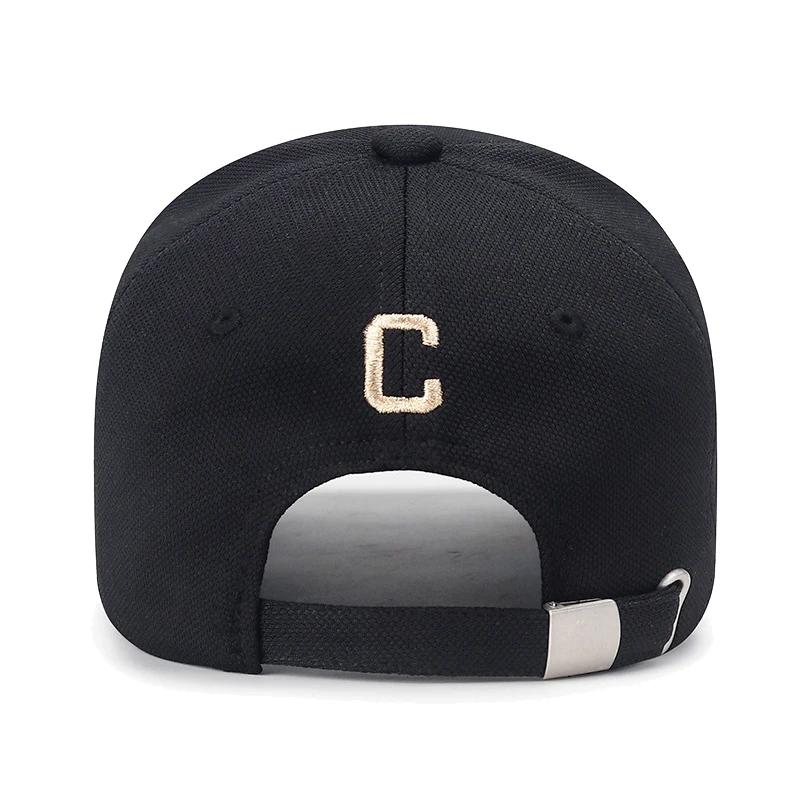 New High Quality Cotton Hardtop Baseball Cap Elastic Pineapple Cloth Material Gold Thread Embroidery Craft C Letter Design Style