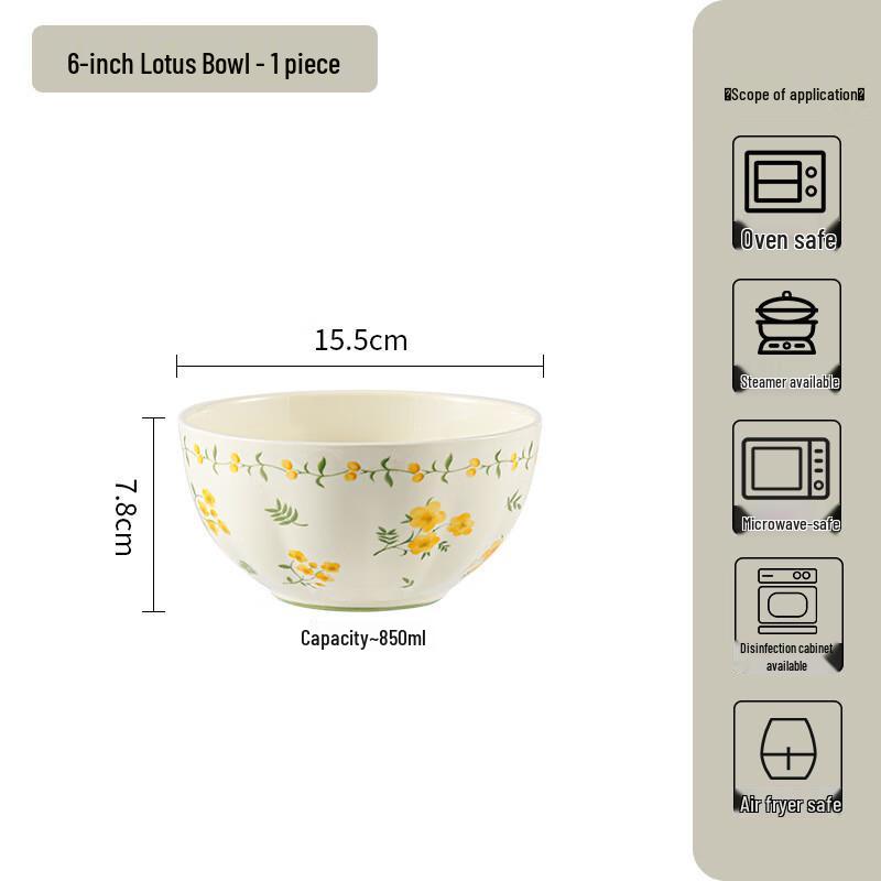 Huazao Baijia WA Yellow Glaze Ceramic Lotus Bowl