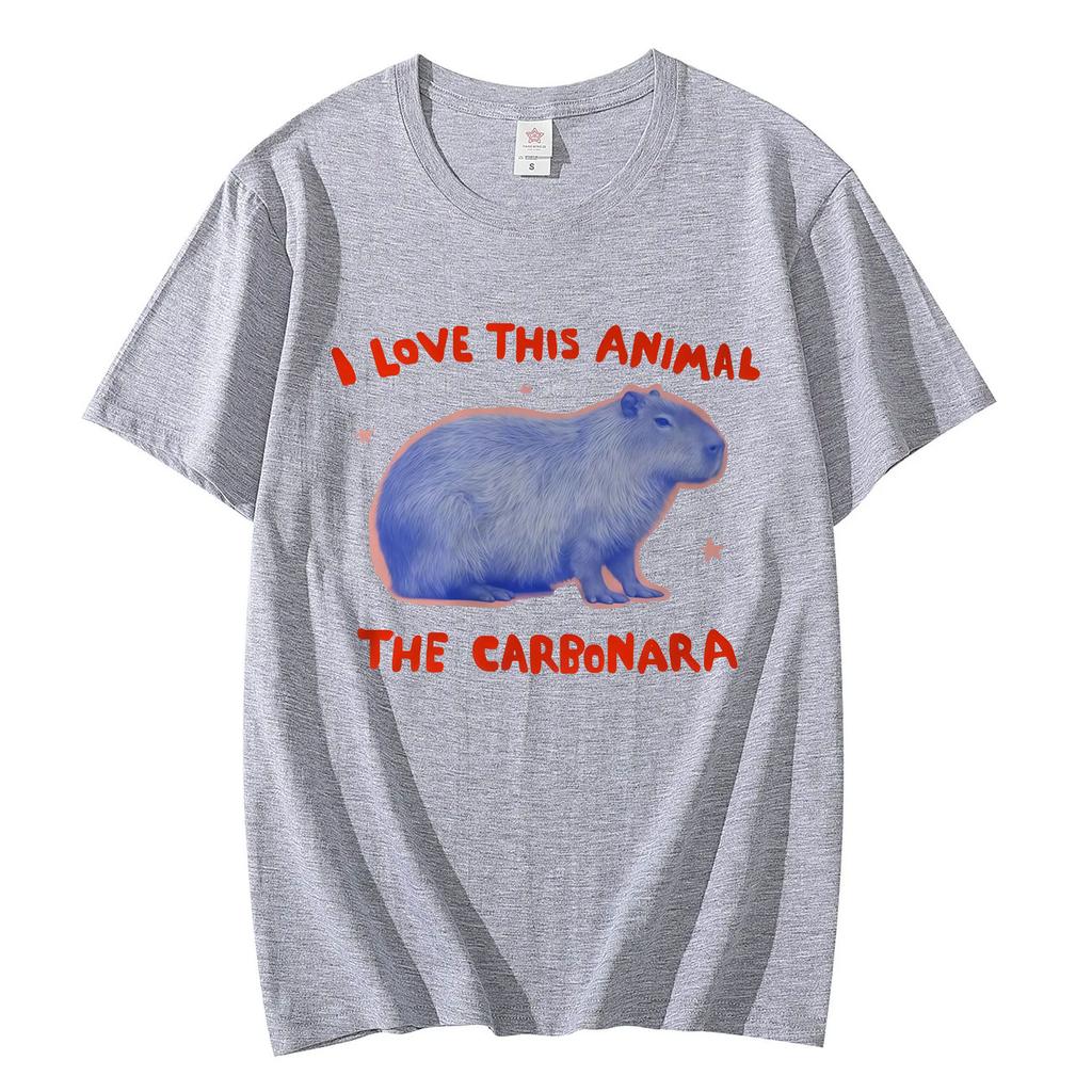 Ich liebe dieses Tier Das Carbonara Lustige Capybara Meme T-Shirt Mode Y2k Übergroße T-Shirts Unisex Sommer Lässig Baumwoll-T-Shirts