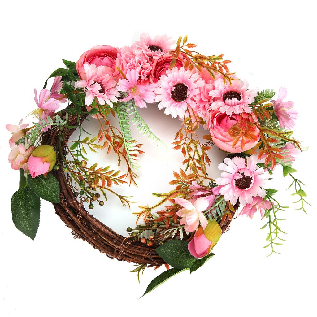 Artificial Flower Wreath Simulation Peony Door Hanging Garland Festivals Party DecorationPink
