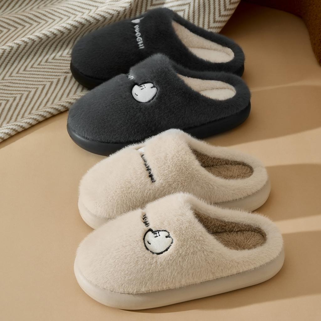 Platform Women Home Slippers Plush Warm Thick Bottom Slides Breathable Soft Non-slip Slippers Indoor Outdoor Men Casual Slippers