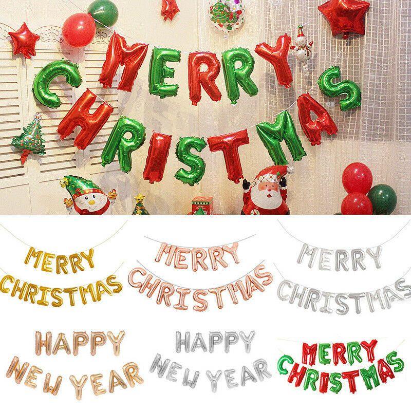 Merry Balloons Christmas Xmas Inflating Banner Happy New Year Party Decoration