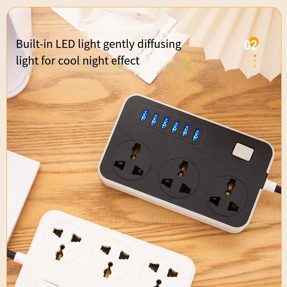 2m Extension Cord Surge-Protected Power Strip Universal Plug Electrical Socket  Multi-function