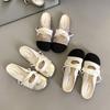 Xiaoxiang bag head half slippers women's summer wear new temperament color matching flat shoes