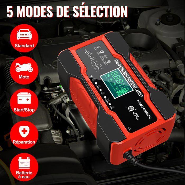 Chargeur de batterie - AIMOONSA - 10 A/5 A (12V/24V) - Intelligent - Écran LCD tactile - 5 modes