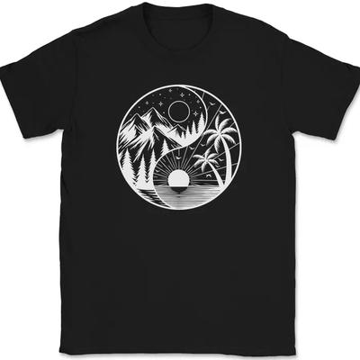 Natur Yin Yang T-Shirt Meditation Lebenskreis Taoismus Outdoor Frieden T-Shirt