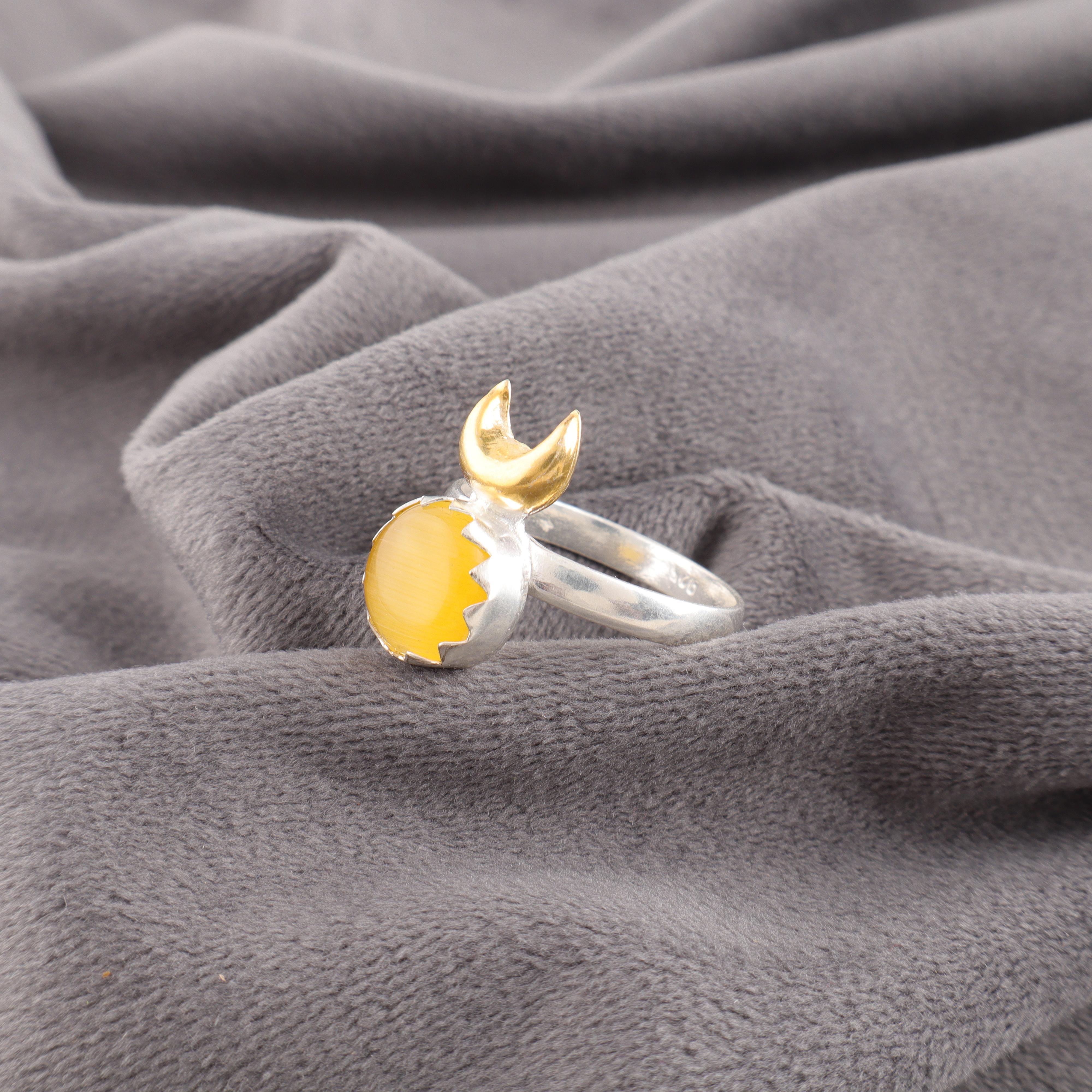 

Yellow Cat s Eye 925 Sterling Silver Ring, Handmade Gorgeous Silver Ring Jewelry, Beautiful Cat s Eye Gemstone Jewelry For Gift 12 жёлтый