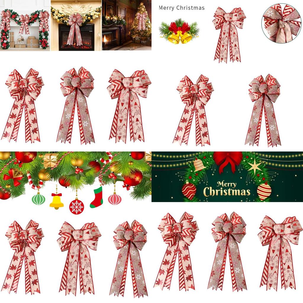 Festive Christmas Wreath Double Bow For Indoor And Outdoor Decorations