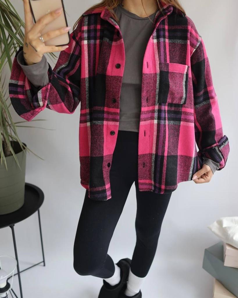 European and American Woolen Plaid Shirt Women's Retro Outer Wear Versatile Top Autumn and Winter Thickened Polished Jacket Shirt