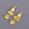 Citrine Gemstone Gold Plated Elegant Electroformed Dangle Drop Earrings Jewelry V-116