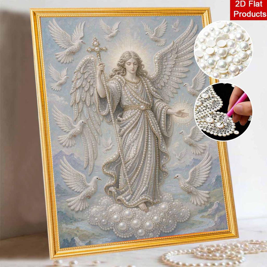 DIY Pearl and Diamond Painting Kit for Adult Beginners Angel and Doves Home Wall Decoration and Handmade Gifts