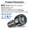 90W 3-in-1Car Charger QC3.0 PD Type C USB Moblie Phone Fast Charging for IPhone Xiaomi Samsung Car Quick Charger Adapter Tools