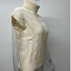 IHUASU Women's Autumn Knitted Solid Colour High Neck Loose Stranded Flower Sleeveless Inner Outer Vest Vest
