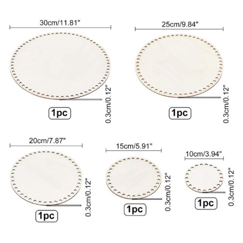 5 Stück Holzkorb-Boden Leere Häkelbasis für dicke Garne DIY Strickkorb Handtasche Handgewebt Heimdekorationen