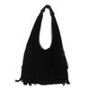 2025 Autumn New Leather Velvet Fringed Fashion Texture Retro Simple Large Capacity Shoulder Crossbody Women's Shoulder Bag