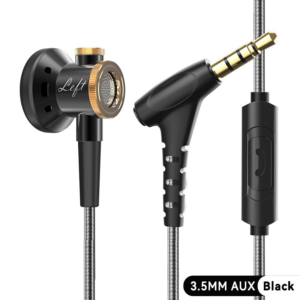 D08 Metal HiFi 3.5mm/Type-C In Ear Wired Earphone Flat Head Headsets With Mic Clear Sound Bass Headphones For Sports Music Gamer