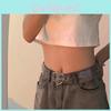 Trendy Student Summer Transparent Heart Double Row Waist Belt For Fashionable Denim Looks With Unique Pearl Butterfly Charm