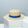ins summer hat women's hat men caps natural wheat straw flat top hat woman simple flat brim top hat sunscreen vacation beach hat