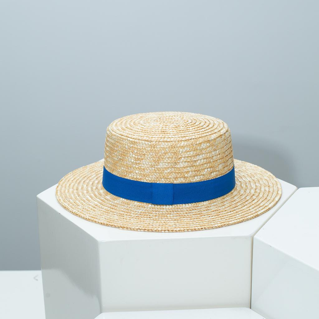 ins summer hat women's hat men caps natural wheat straw flat top hat woman simple flat brim top hat sunscreen vacation beach hat