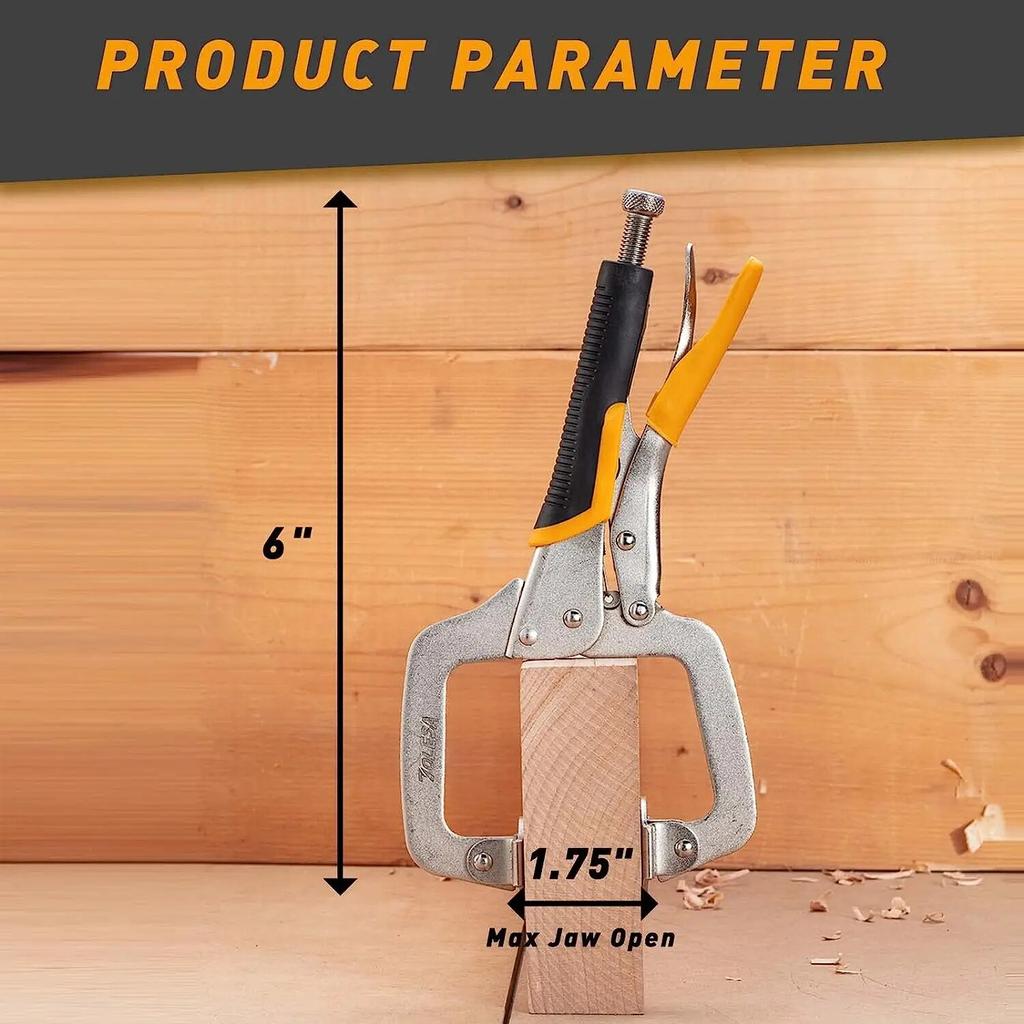 6" kovové čelní svorky Dřevoobráběcí 3ks kapesní otvor Jig Clamp Heavy Duty C Clamp Svařovací svorky s otočnou podložkou
