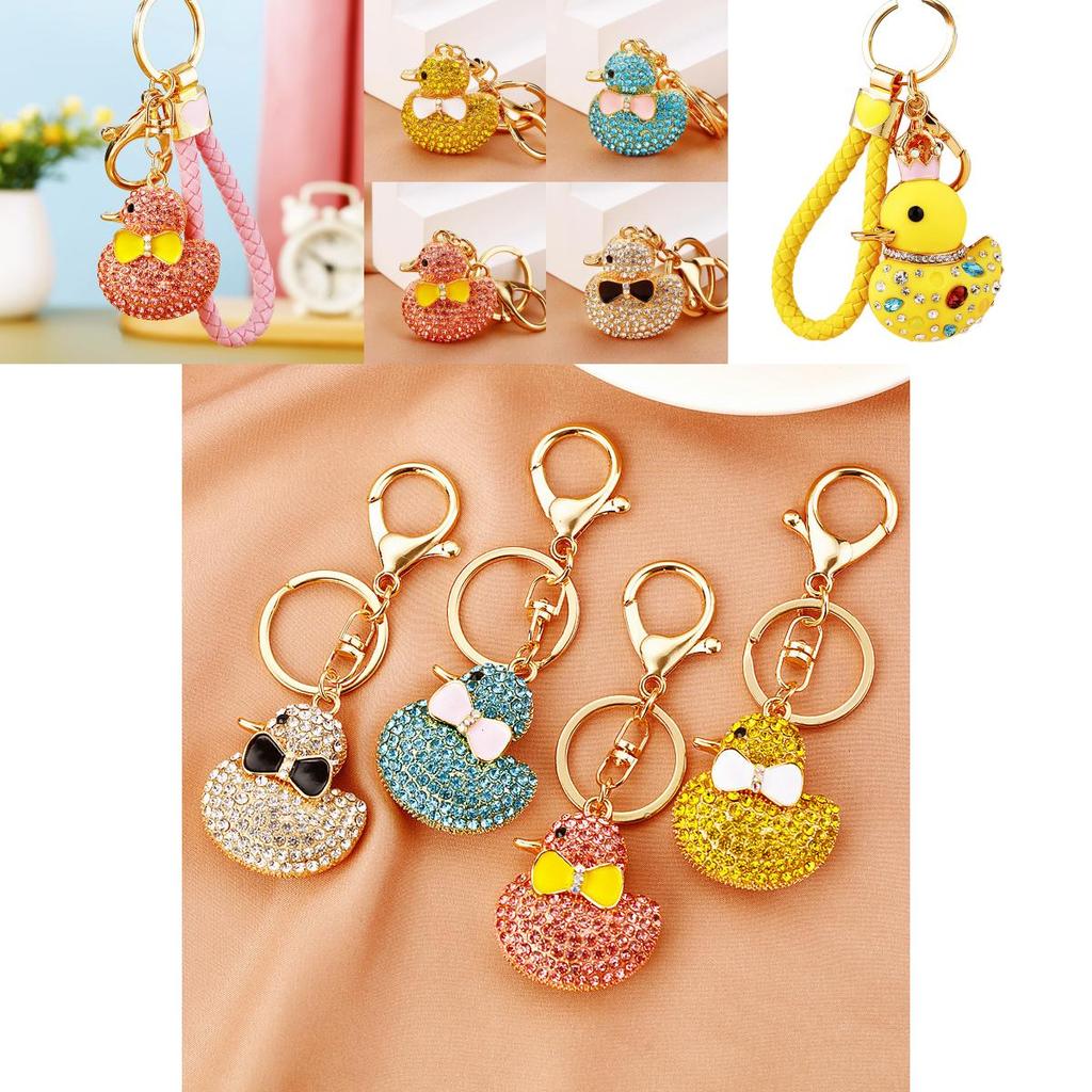 Charming Full Diamond Yellow Duck Keychain Cute Gift For Birthdays And Celebrations