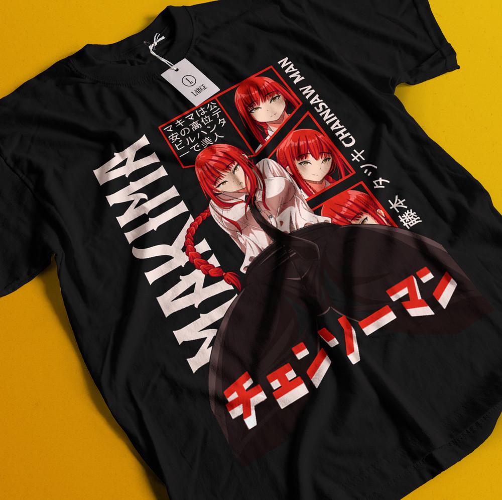 Chainsaw Man Makima T-Shirt Asa Aki Anime Denji Shirt Power Tshirt All Size Tee