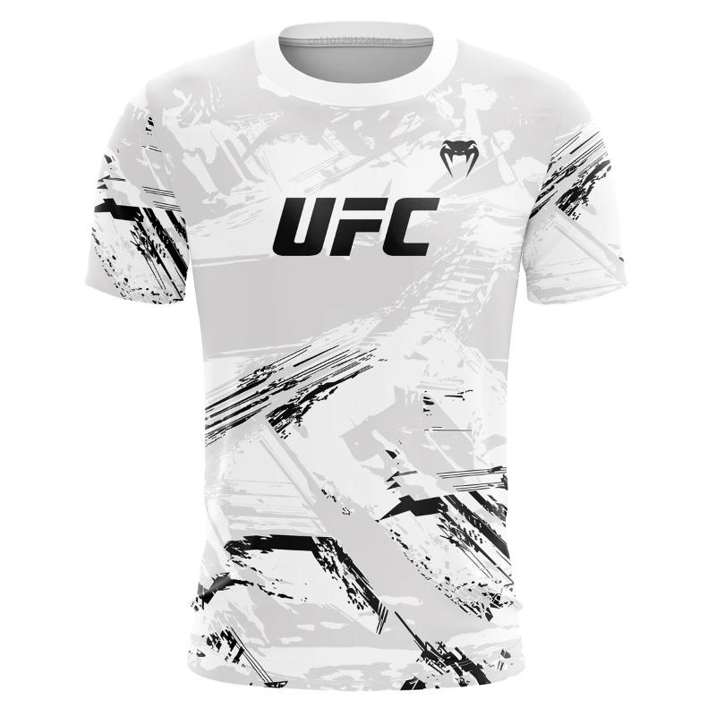 Men's UFC Fashion Short Sleeve Gym Running O-Neck T-Shirt Training Exercise Sport Tops Lightweight Breathable Tops