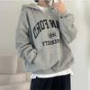 Navava Zip Hoodie Long Sleeve Sweatshirt Pocket Lettering Nt3033