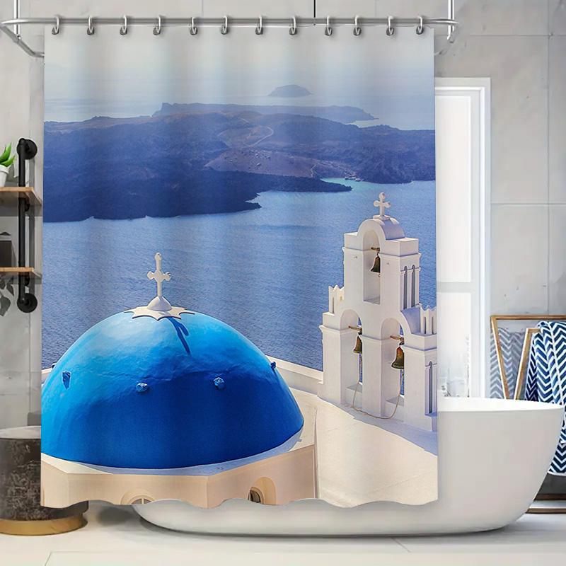 

Vibrant Floral Shower Curtain: Colorful Flower Decor for Bathroom Waterproof Fabric with Hook Rings (Blue, Green, Purple) 90x180cm