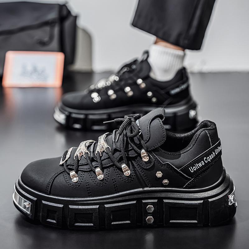 

Мужская спортивная обувь Повседневная обувь для скейтборда Кроссовки на платформе-лифте Студенческие розовые кроссовки для бега Большой размер EU: 39 чёрный