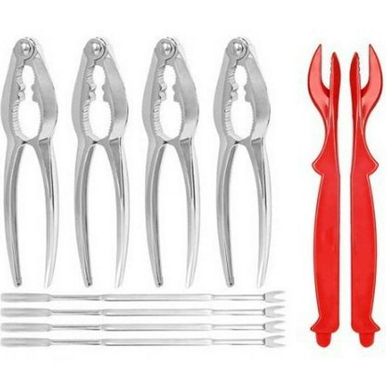 Zinc Alloy Crab Claw Tool Set - 12-Piece Crab Clip & Eating Set