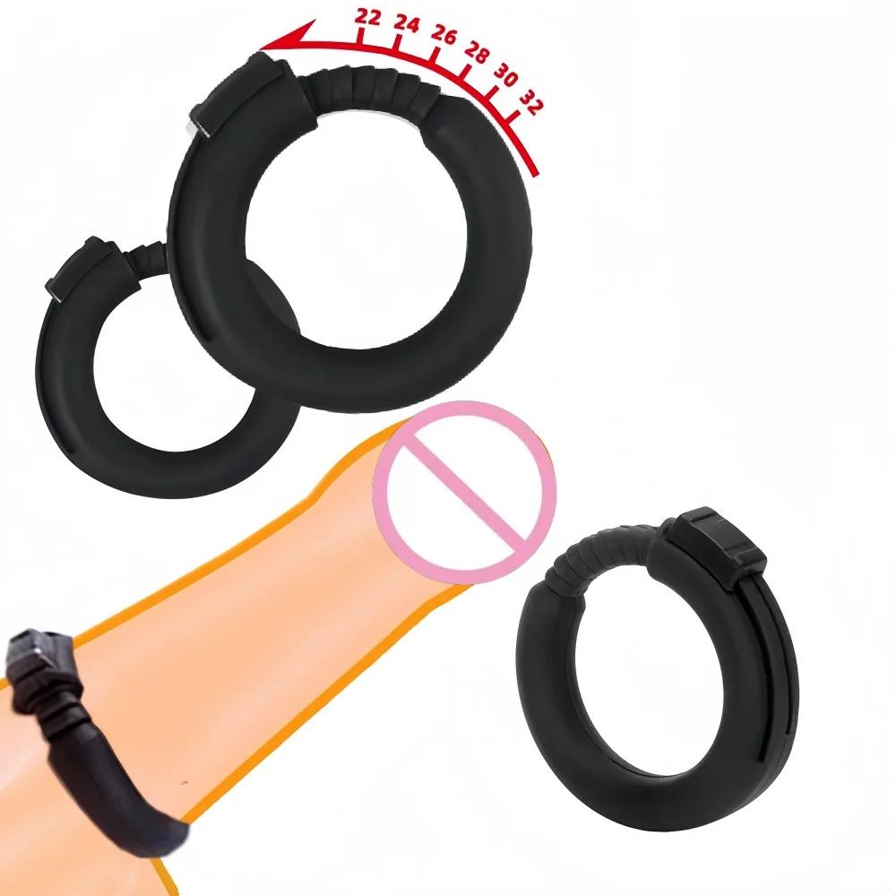 Penis Circumcision Corrector Delayed Ejaculation Locking Sperm Ring Adjustable Silicone Penis Erection Cock Ring Adult Products