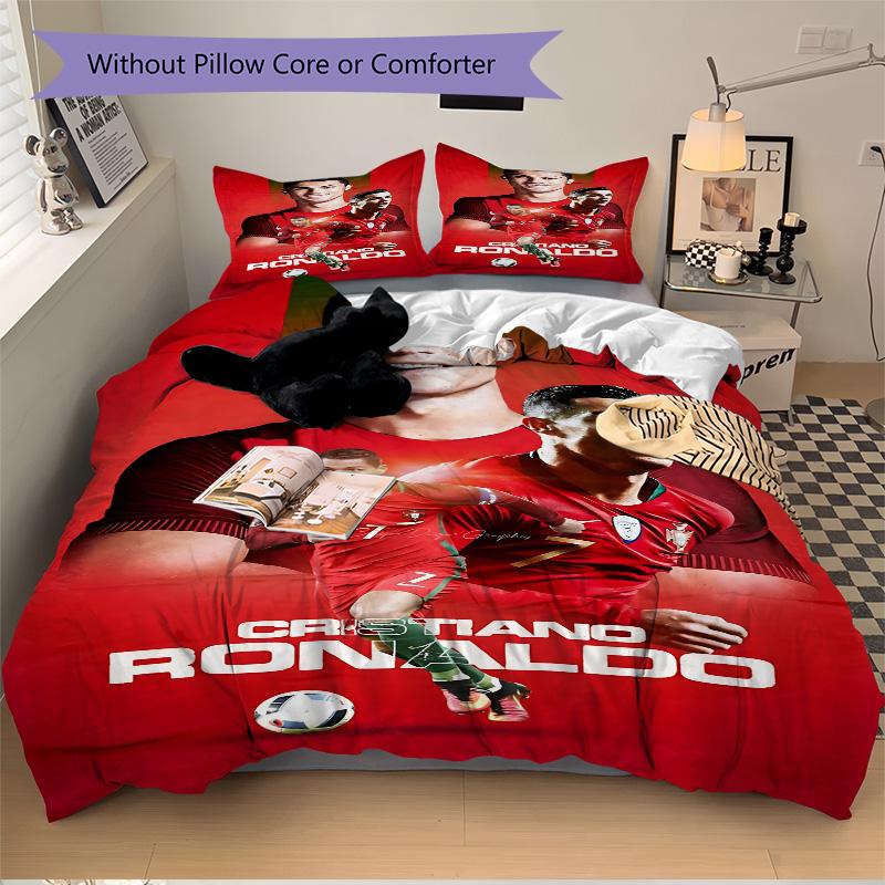 Ronaldo'S Soccer Legend Print 3Pcs Bedding Setduvet Cover With 2 Bedropillowcase Home Birthday Gift