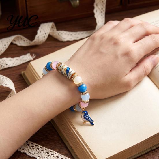 Daily Wear Fashion Accessory Stretch Deer Beaded Bracelet, Retro Animal Bead Owl Bull Skull Casual Jewelry Elastic Boho Bracelet for Women,