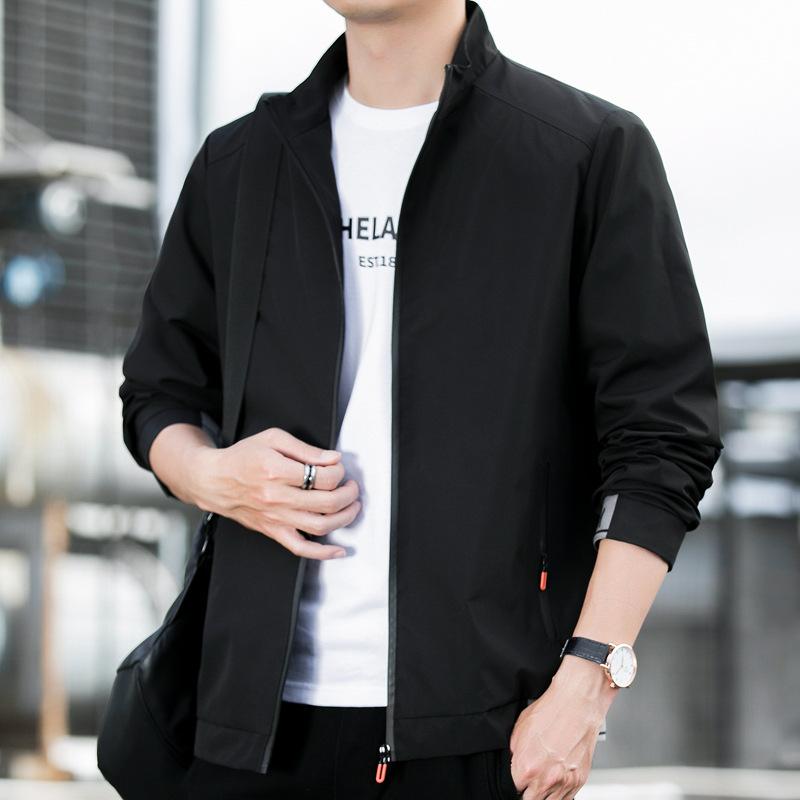 

Куртка мужская весенняя новая корейская версия трендовая свободная повседневная мужская модная брендовая спортивная куртка для мальчиков весна и осень 5XL чёрный