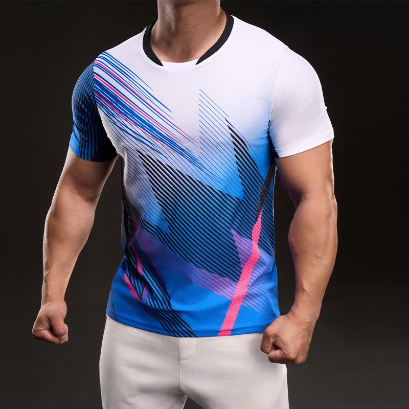 897853A Summer 2025 American Casual Short-sleeved Fashionable Sports Slim Elastic Fitness Outdoor T-shirt Men