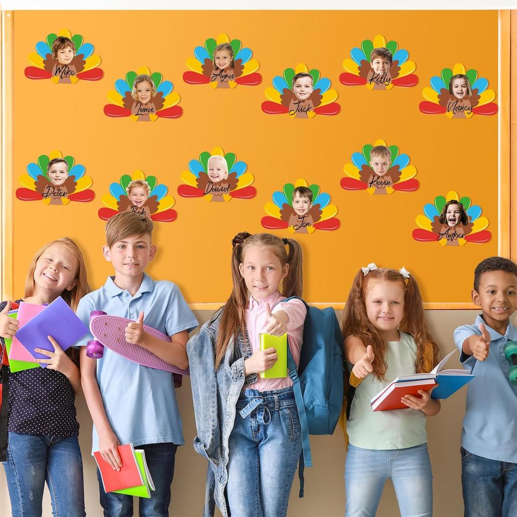 50Pcs Thanksgiving Turkey Cutouts Thanksgiving Turkey Bulletin Board Photo Cutout Fall Bulletin Board Decor Autumn Harvest DIY Craft Art School Home