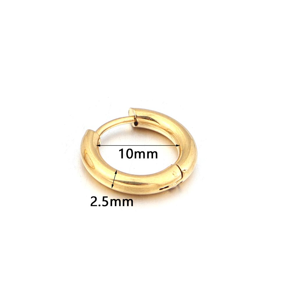 2pcs Stainless Steel Circle Hoop Earrings 10mm Simple Metal Round Earrings For Women Girls Piercing Jewelry Making Accessories